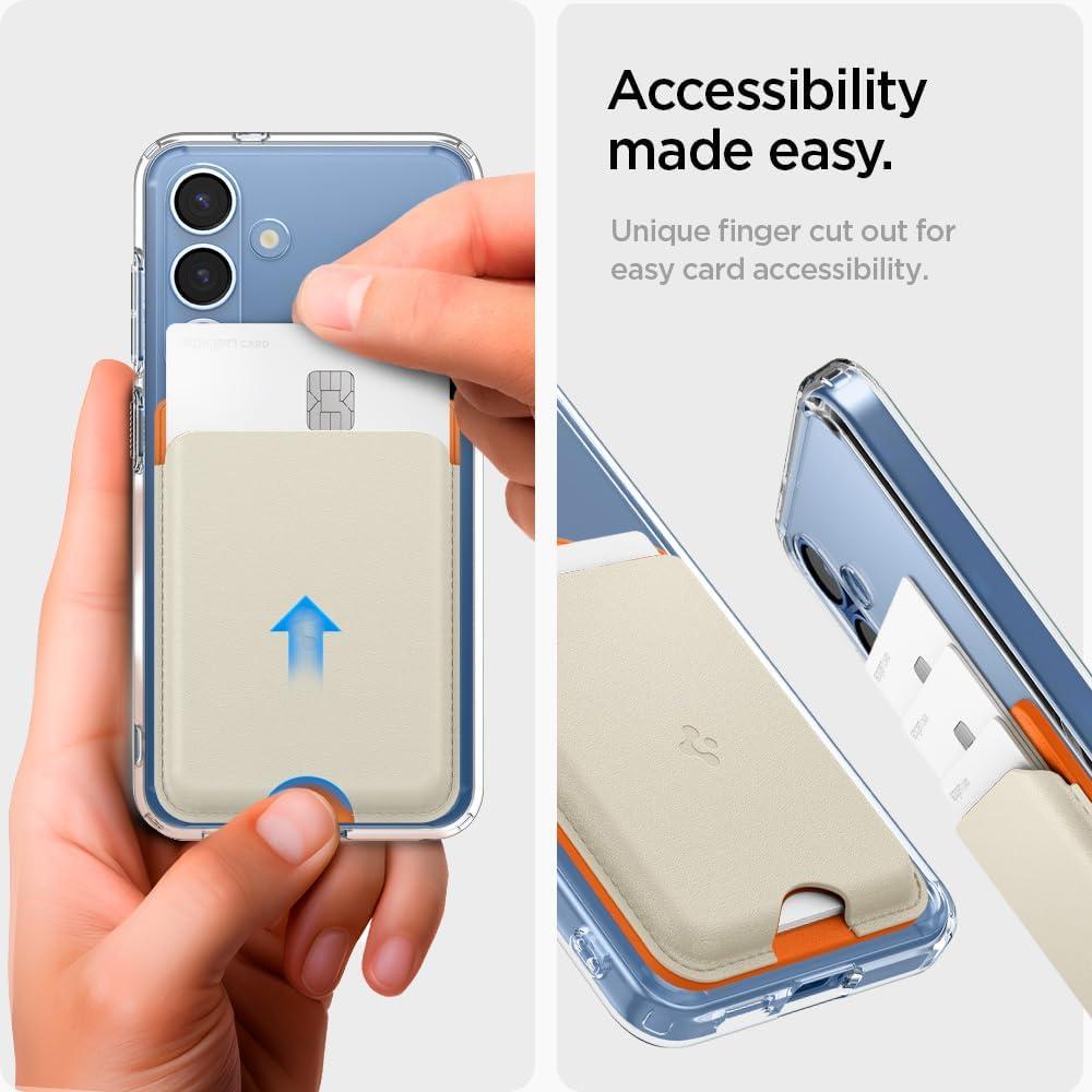 imageSpigen for MagSafe Wallet Holds 3 Cards Compatible with Galaxy S25UltraEdgePlus Z Fold 7 Pixel 10 ProPro XLFold iPhone 171615141312 Plaud Note Card Holder PU Black MagFit MagFit Magnetic Case Only Holds up to 3 CardsPU Orange Beige MagFit