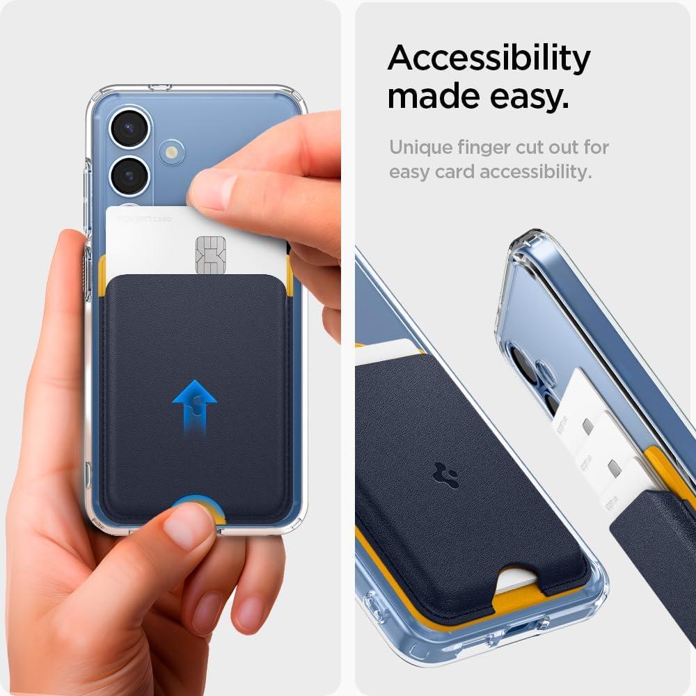 imageSpigen for MagSafe Wallet Holds 3 Cards Compatible with Galaxy S25UltraEdgePlus Z Fold 7 Pixel 10 ProPro XLFold iPhone 171615141312 Plaud Note Card Holder PU Black MagFit MagFit Magnetic Case Only Holds up to 3 CardsPU Blueberry Navy MagFit