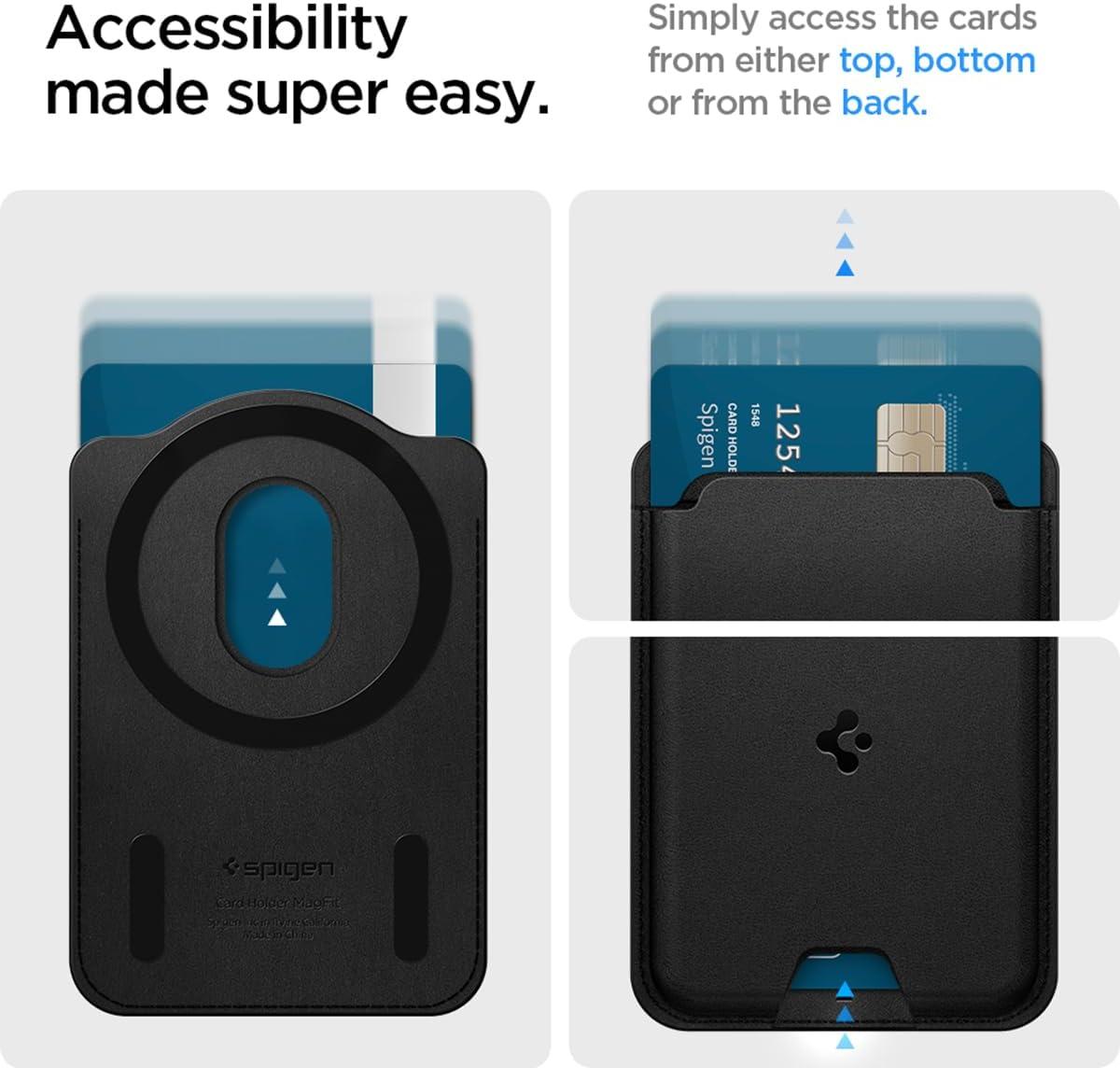 imageSpigen for MagSafe Wallet Holds 3 Cards Compatible with Galaxy S25UltraEdgePlus Z Fold 7 Pixel 10 ProPro XLFold iPhone 171615141312 Plaud Note Card Holder PU Black MagFit MagFit Magnetic Case Only Holds up to 3 CardsPU Black MagFit