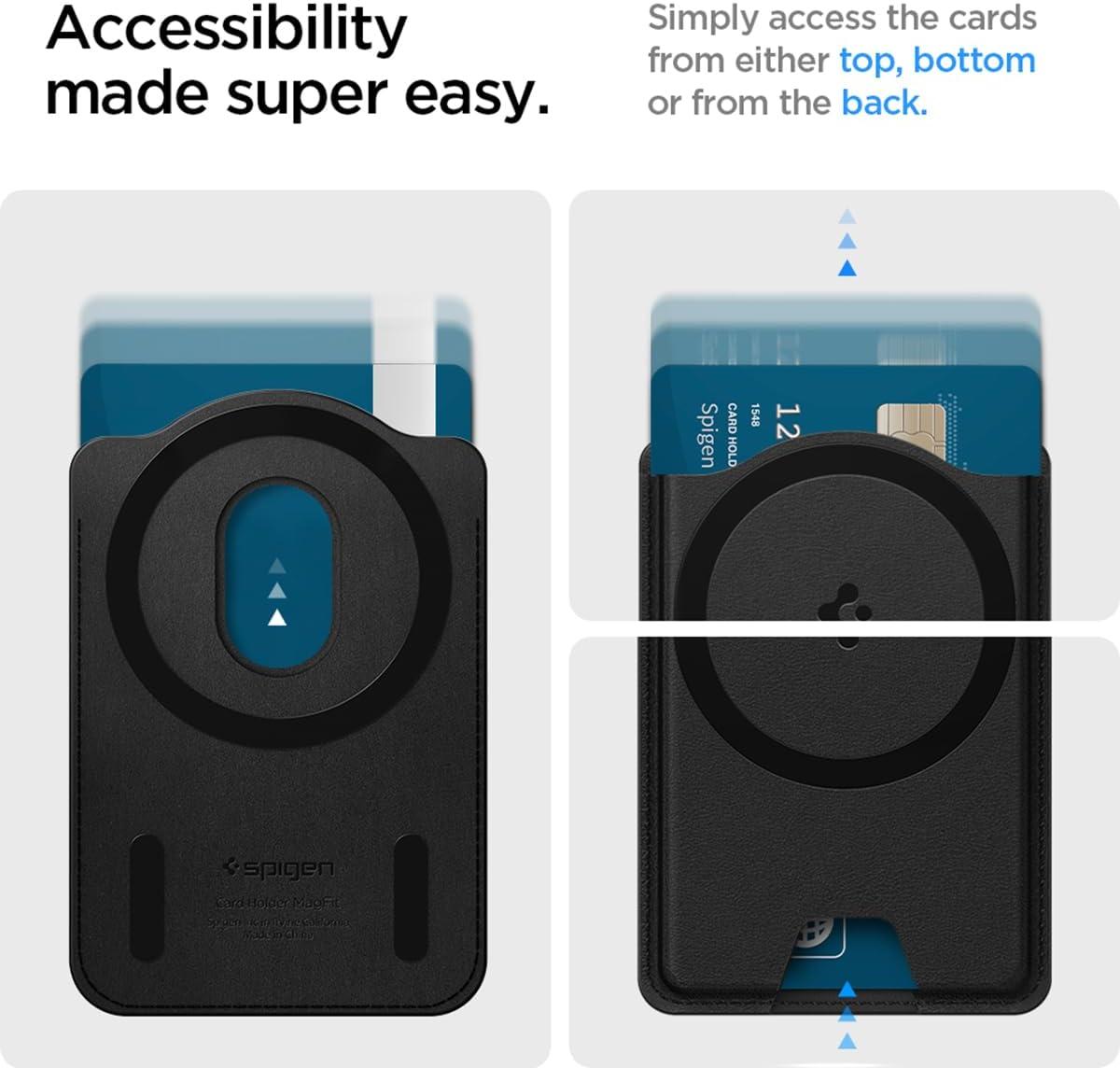 imageSpigen for MagSafe Wallet Holds 3 Cards Compatible with Galaxy S25UltraEdgePlus Z Fold 7 Pixel 10 ProPro XLFold iPhone 171615141312 Plaud Note Card Holder PU Black MagFit MagFit Magnetic Case Only Holds up to 3 CardsPU Black MagFit