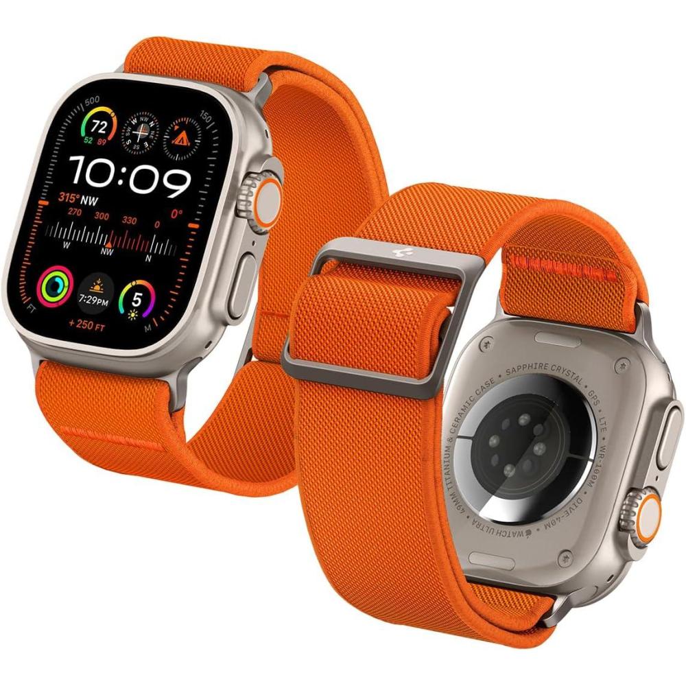 imageSpigen Lite Fit Ultra Strap Designed for Apple Watch Band Compatible with Ultra 321 49mm Series 1110 46mm 987 45mm SE3SE2SE654 44mm 321 42mm Nylon Solo Loop OrangeOrange