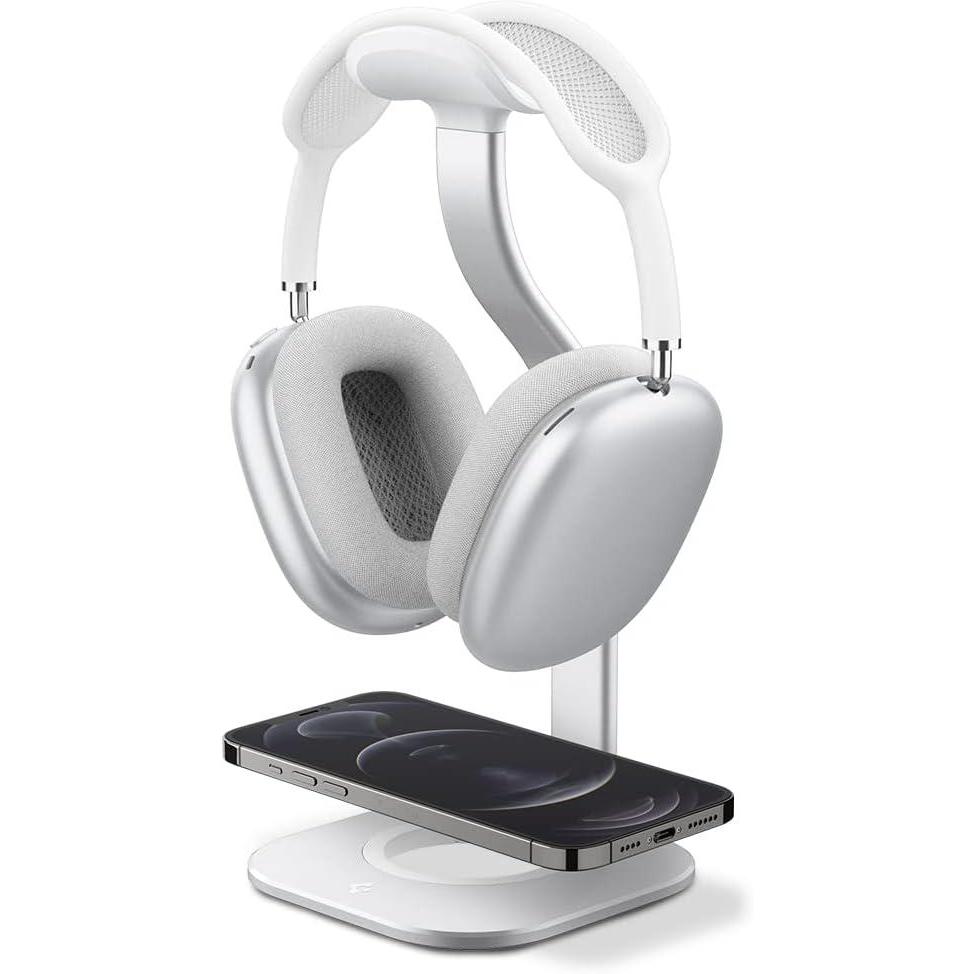imageSpigen Premium Headphone Stand Designed for AirPods Max Sonos Ace Bose Beats Sony PlayStation Sennheiser Charger Not Included Aluminum Universal Headphones Dock  SilverSilver
