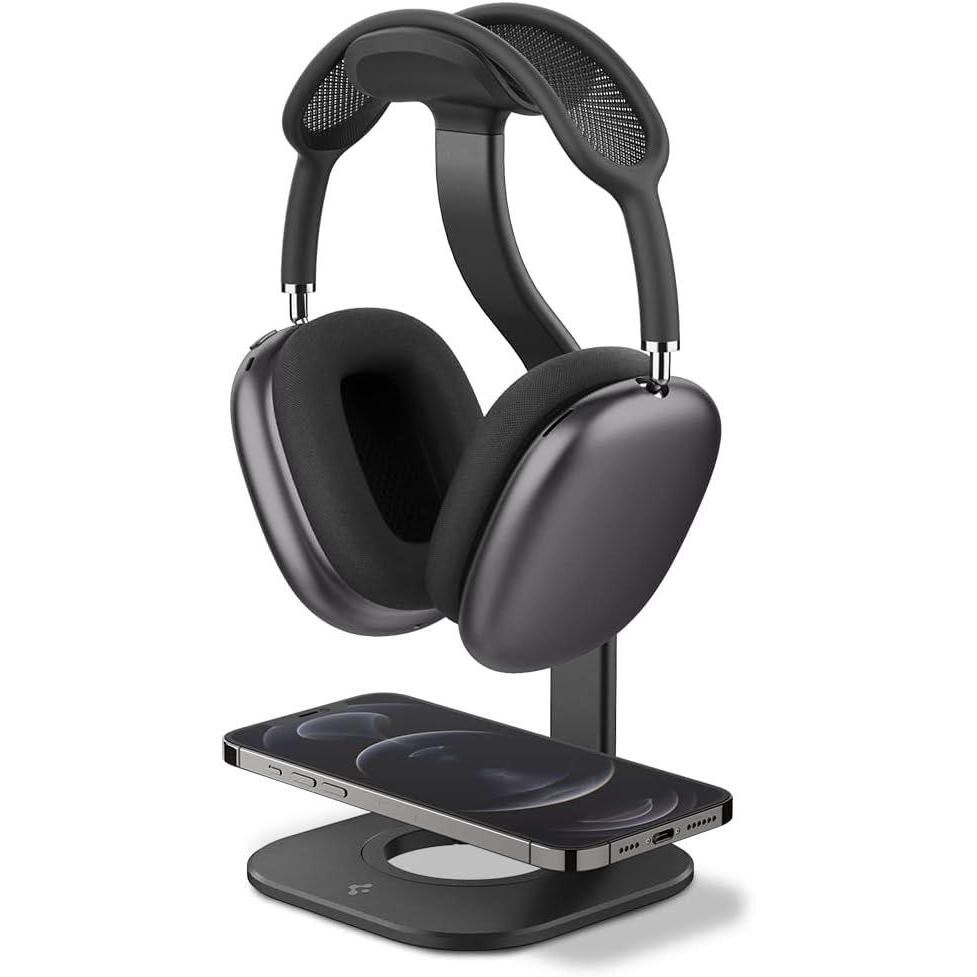 imageSpigen Premium Headphone Stand Designed for AirPods Max Sonos Ace Bose Beats Sony PlayStation Sennheiser Charger Not Included Aluminum Universal Headphones Dock SilverSpace Gray