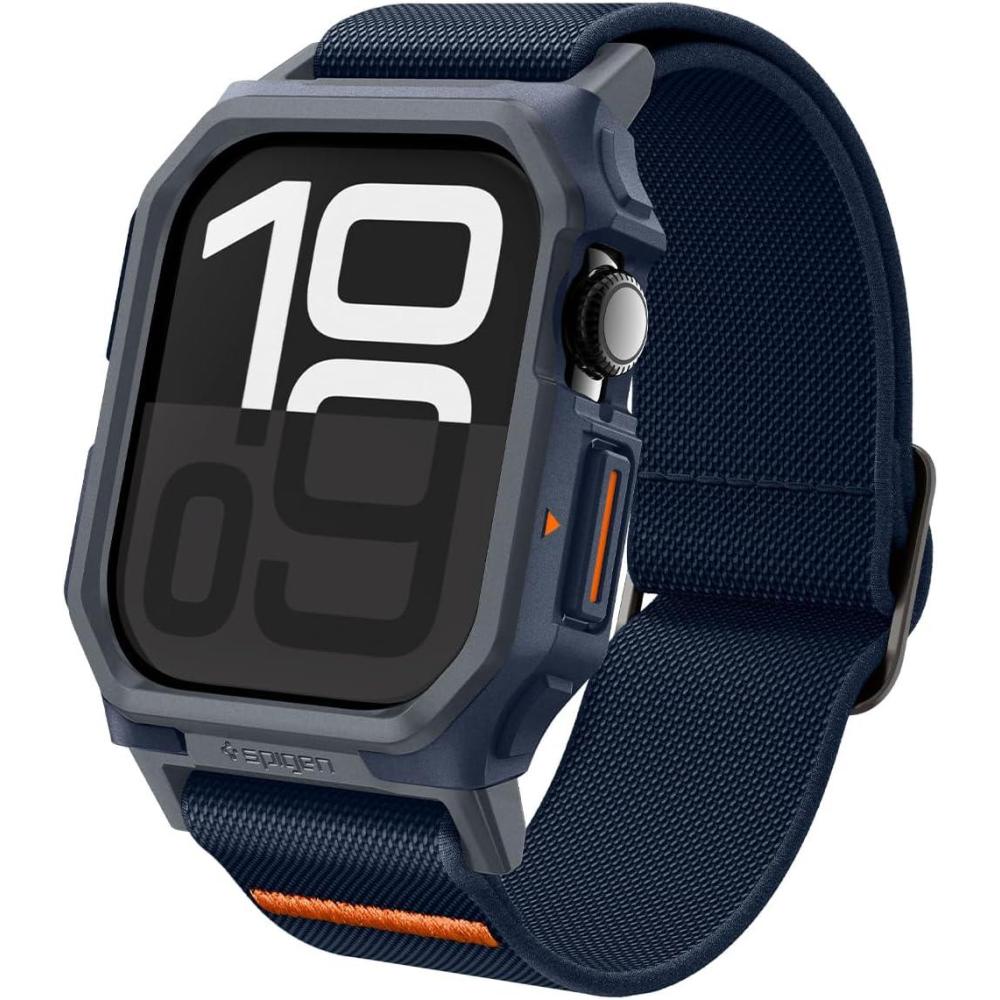 imageSpigen for Apple Watch Band Lite Fit Pro Case and Strap Compatible with Ultra 321 49mm Series 1110 4642mm 987 45mm Durable TPU Cover with Lightweight Fabric StrapNavy Blue