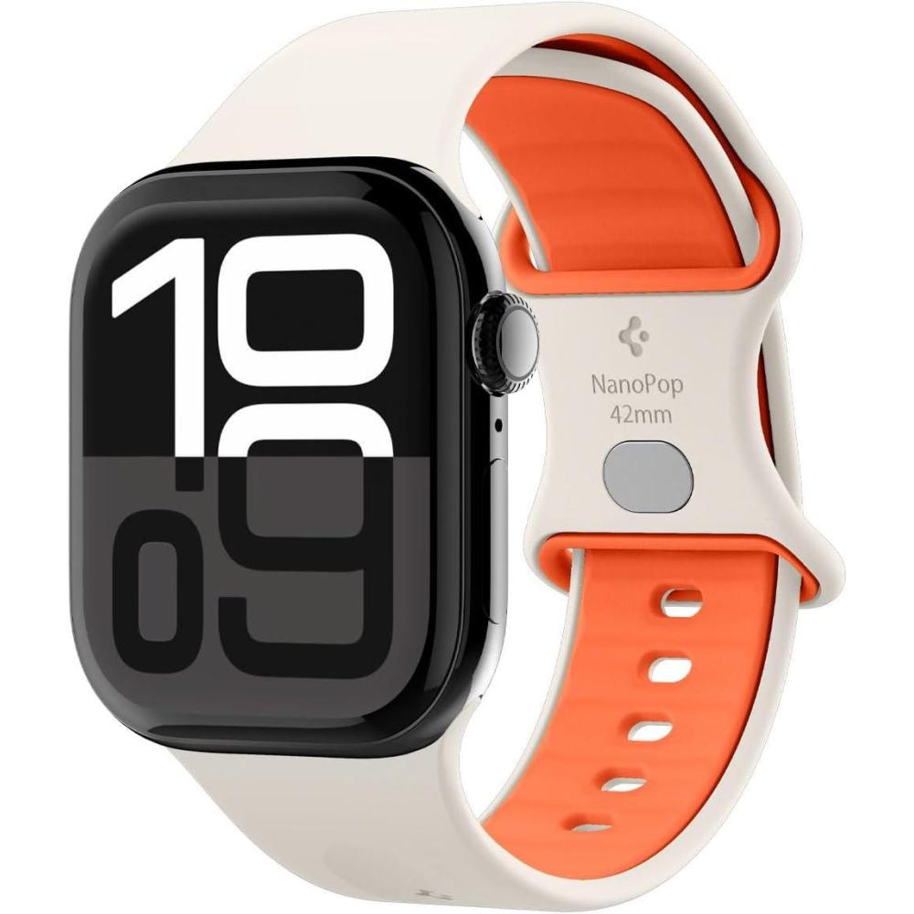 imageSpigen for Apple Watch Series 11 Band Nano Pop Compatible with Ultra 321 49mm Series 1110 4642mm SE3987 4541mm SE2SE654 4440mm 321 4238mmOrange Beige