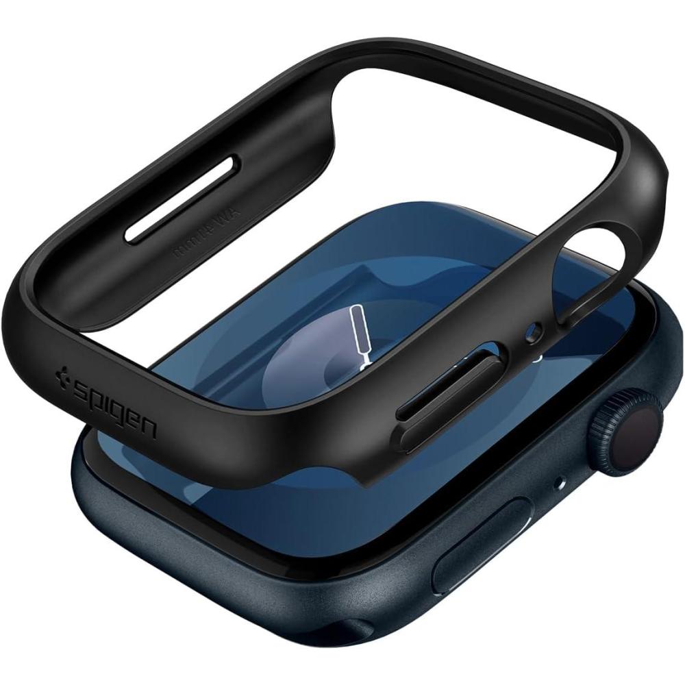 imageSpigen for Apple Watch Series 11 Case Thin Fit Compatible with Series 1110 42mm Lightweight Shockproof Bumper ScratchResistant Hard PC Cover Accessories BlackBlack