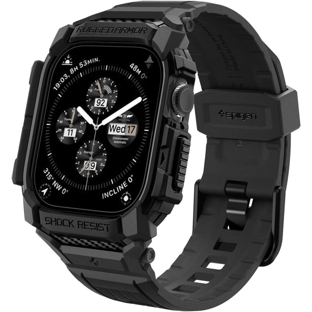 imageSpigen for Apple Watch Series 1110 46mm Band with Case Rugged Armor Pro Cover with StrapMatte Black