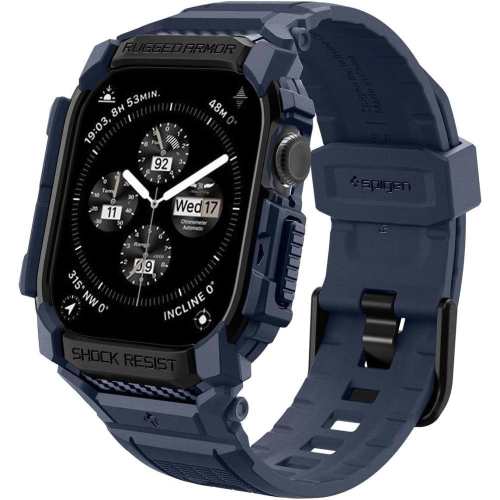 imageSpigen for Apple Watch Series 1110 46mm Band with Case Rugged Armor Pro Cover with StrapNavy Blue