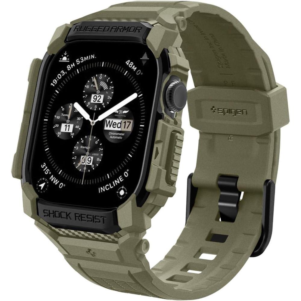 imageSpigen for Apple Watch Series 1110 46mm Band with Case Rugged Armor Pro Cover with StrapVintage Khaki