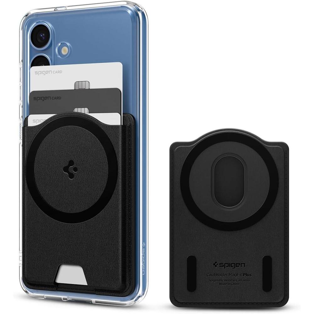 imageSpigen for MagSafe Wallet Holds 3 Cards Compatible with Galaxy S25UltraEdgePlus Z Fold 7 Pixel 10 ProPro XLFold iPhone 171615141312 Plaud Note Card Holder PU Black MagFit MagFit Magnetic Case Only Holds up to 3 CardsPU Black MagFit
