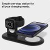 Spigen Mag Fit Duo Designed for MagSafe & Pixelsnap Charger Stand Charging Pad Case for iPhone 17, 16, 15, 14, 13, 12 Models/Apple Watch All Series/Airpods – White(Black)