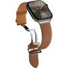 Spigen Enzo Genuine Leather Strap Designed for Apple Watch Band Ultra 2/1 49mm, Series 10 46mm, 9/8/7 45mm, SE2/SE/6/5/4 44mm, 3/2/1 42mm, D-buckle and Quick-release Buttons(Classic Brown)