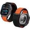 Spigen for Apple Watch Band, Compatible with Ultra 3/2/1 49mm, Series 11/10 46mm, 9/8/7 45mm, SE3/SE2/SE/6/5/4 44mm, 3/2/1 42mm Lightweight Fabric Strap(Black Orange)