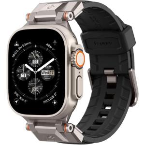 Spigen DuraPro Armor Durable Metal Connector Strap Designed for Apple Watch Band Compatible with Ultra 2/1 49mm, Series 10 46mm, 9/8/7 45mm, SE2/SE/6/5/4 44mm, 3/2/1 42mm(Fabric Black)