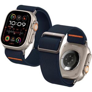 Spigen Lite Fit Ultra Strap Designed for Apple Watch Band Compatible with Ultra 3/2/1 49mm, Series 11/10 46mm, 9/8/7 45mm, SE3/SE2/SE/6/5/4 44mm, 3/2/1 42mm Nylon Solo Loop – Orange(Navy)