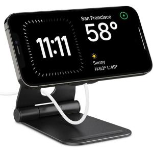 Spigen Mag Fit S Designed for MagSafe Charger Stand Aluminum Adjustable Phone Stand Compatible with iPhone 15/14/13/12 Series, AirPod Pro, AirPod Pro 2, AirPod 3 Charging Stand – White(Black)