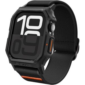 Spigen for Apple Watch Band, Lite Fit Pro Case and Strap Compatible with Ultra 3/2/1 49mm, Series 11/10 46/42mm, 9/8/7 45mm Durable TPU Cover with Lightweight Fabric Strap(Matte Black)