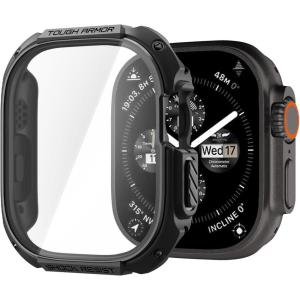 Spigen for Apple Watch Series 11 Case, Built-in Touch Sensitive Tempered Glass Screen Protector Durable Full Coverage Cover Tough Armor Compatible with Series 11/10 46mm – Black(Apple Watch Ultra 49mm)