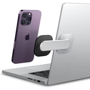 Spigen for MagSafe Mount, Compatible with iPhone 17/16/15/14/13/12, Pixel 10/Pro/Pro XL/Fold, Pixelsnap, AirPods Pro 3/2/1, AirPods 4/3 Magnetic Mounting on Laptops/Monitors – Silver (S312)(Black)