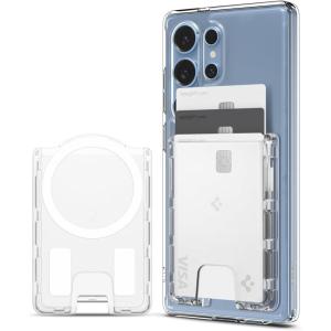 Spigen for MagSafe Wallet, Holds 3 Cards, Ultra Hybrid Compatible with Galaxy S25/Ultra/Edge/Plus Z Fold 7 Pixel 10 Pro/Pro XL/Fold iPhone 17/16/15/14/13/12, Plaud Note, Card Holder – CC MagFit(Crystal Clear (MagFit))