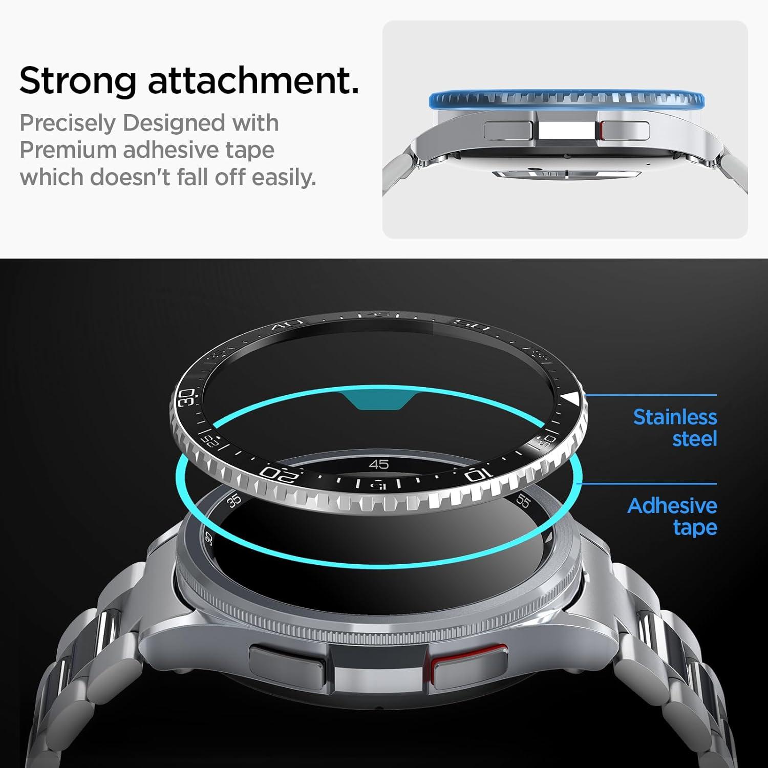 imageSpigen Bezel Tune Designed for Samsung Galaxy Watch 6 Classic 43mm Bezel Ring Protector Adhesive Cover 2023 Black