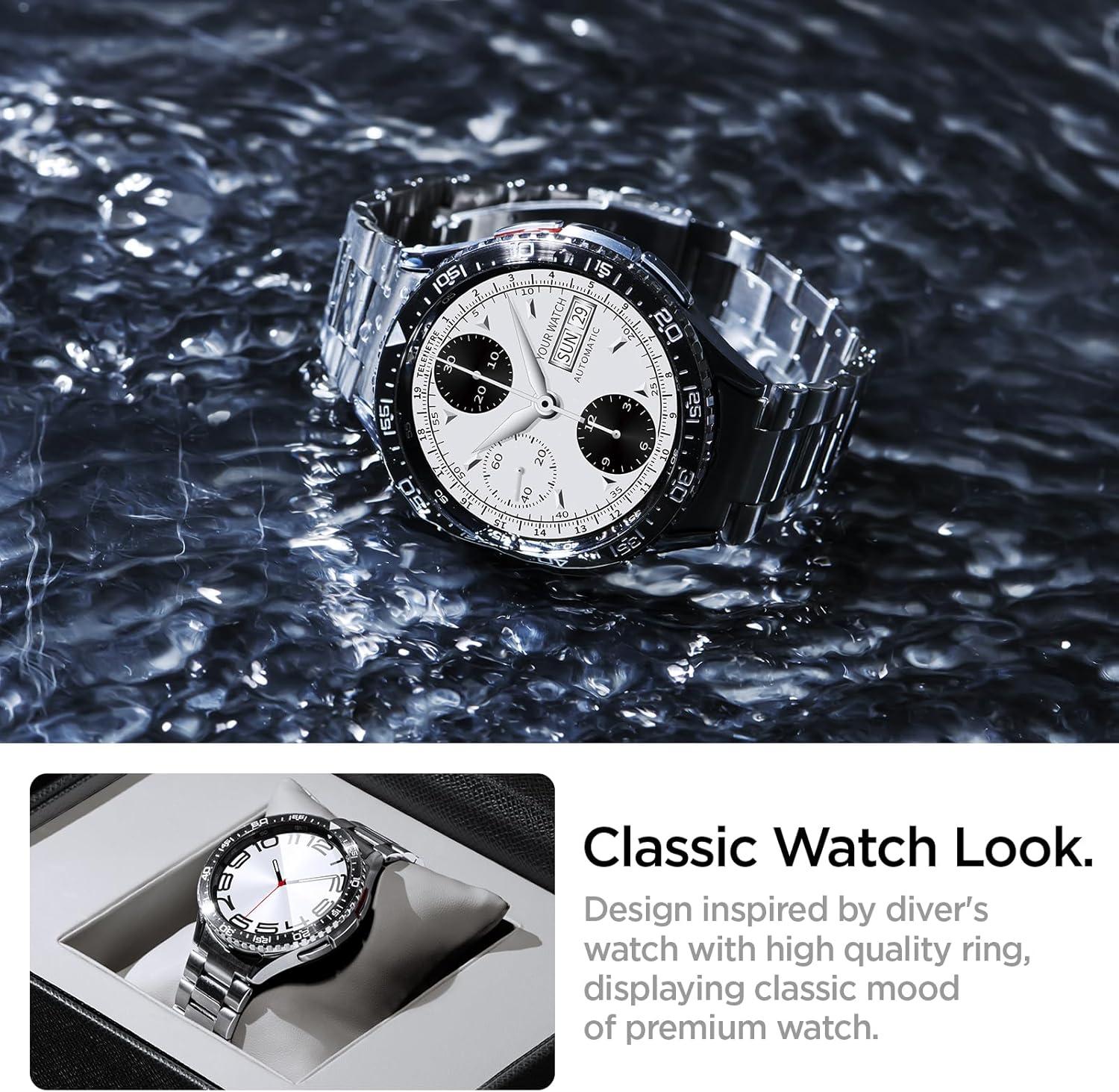 imageSpigen Bezel Tune Designed for Samsung Galaxy Watch 6 Classic 43mm Bezel Ring Protector Adhesive Cover 2023 Black