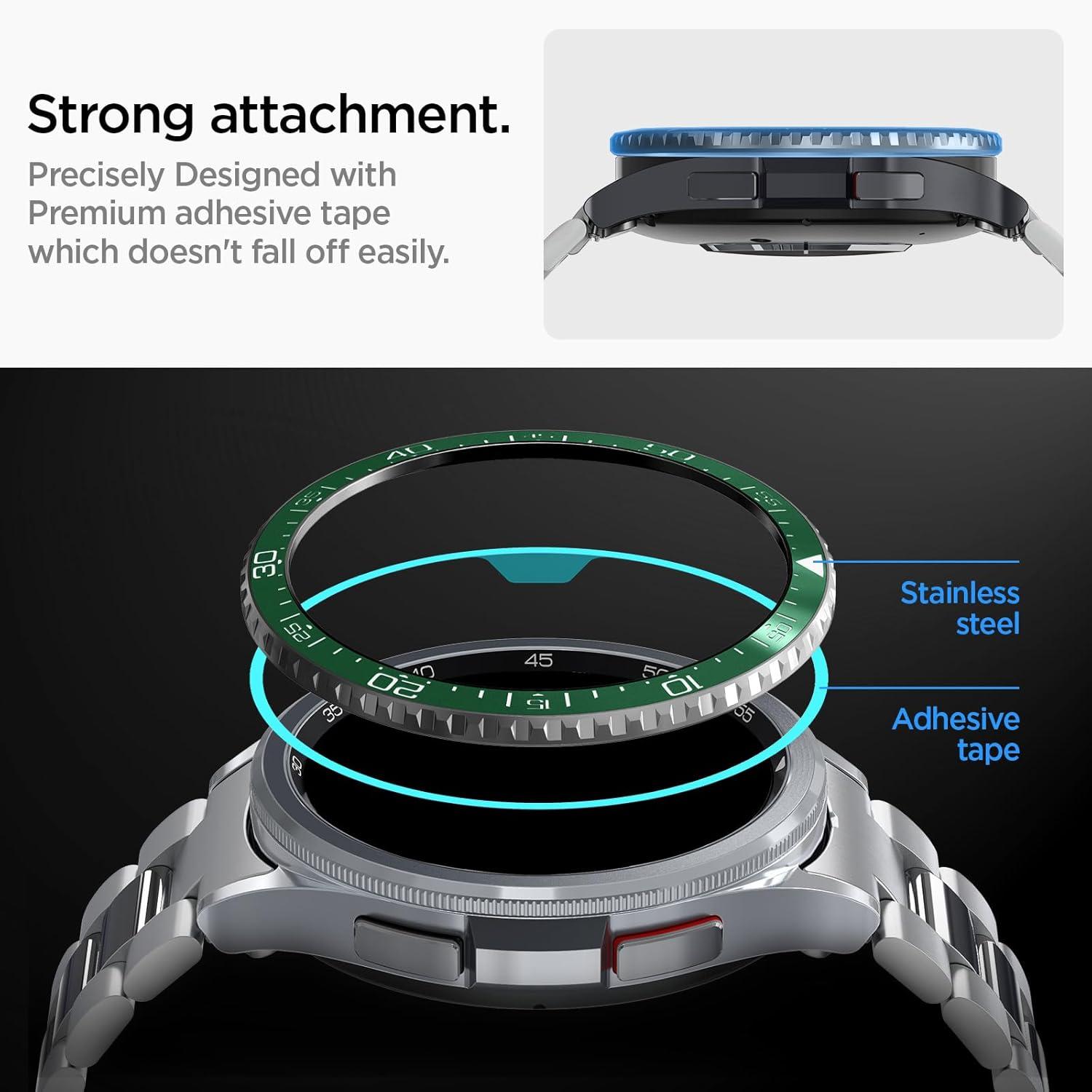 imageSpigen Bezel Tune Designed for Samsung Galaxy Watch 6 Classic 47mm Bezel Ring Protector Adhesive Cover 2023 GreenGreen