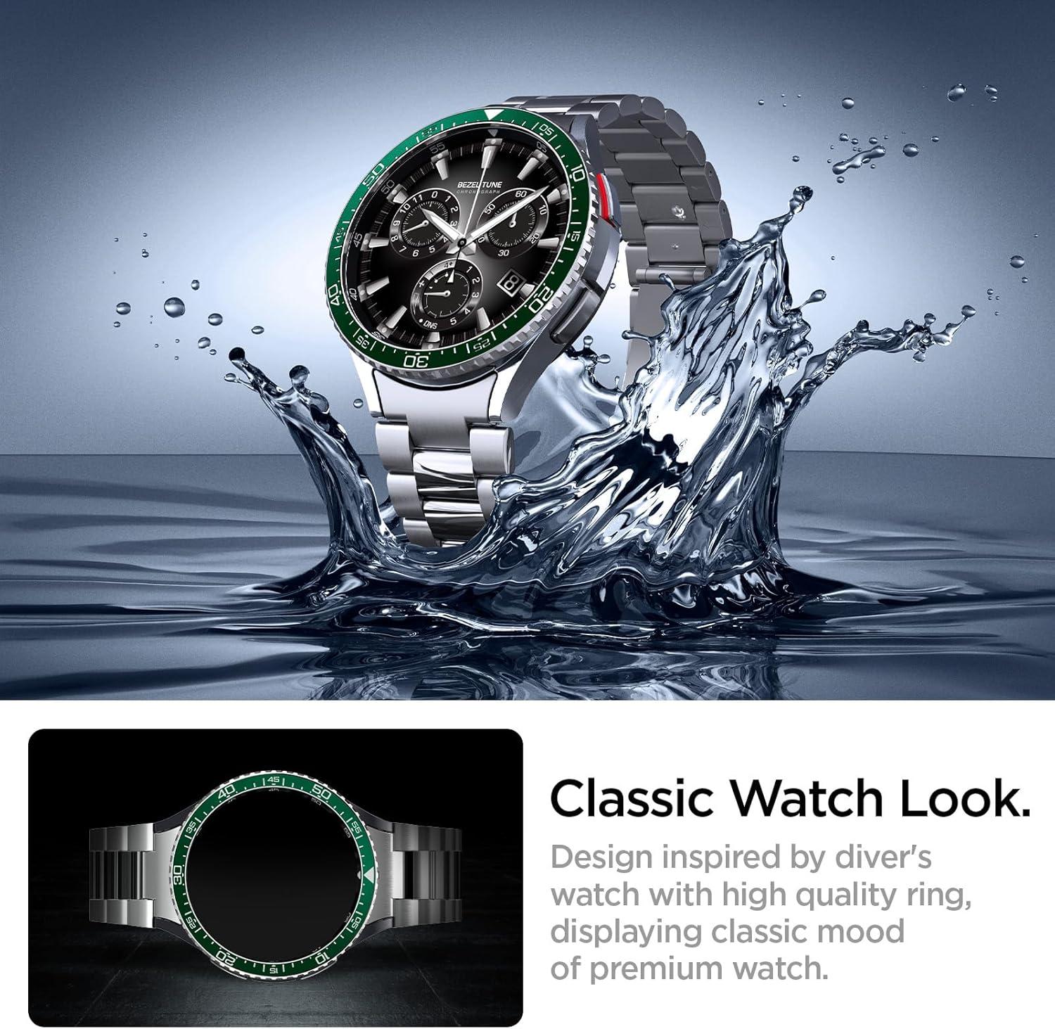 imageSpigen Bezel Tune Designed for Samsung Galaxy Watch 6 Classic 47mm Bezel Ring Protector Adhesive Cover 2023 GreenGreen