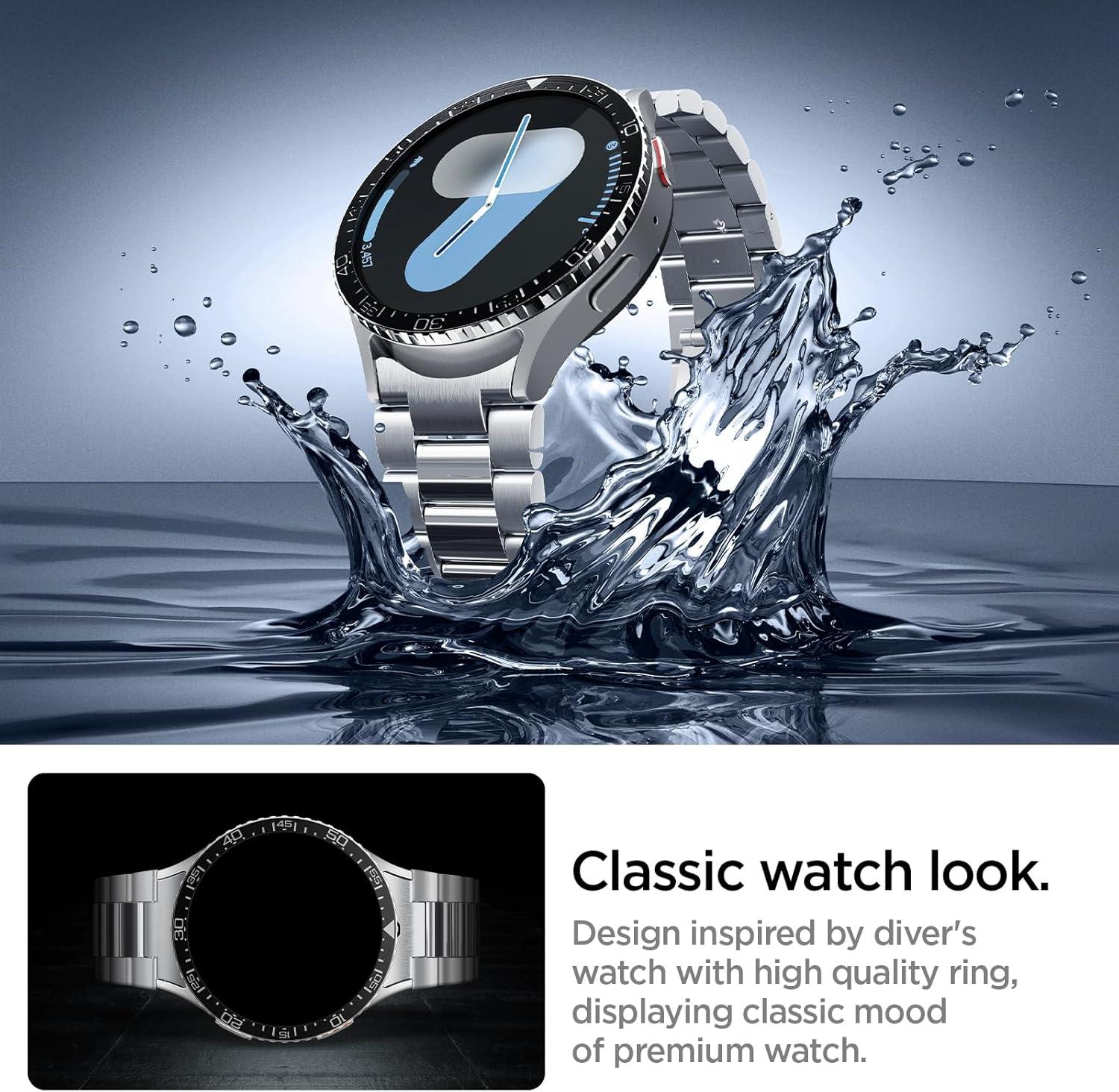 imageSpigen Bezel Tune Designed for Samsung Galaxy Watch 7 44mm Bezel Ring Protector Adhesive Cover 2024 Black