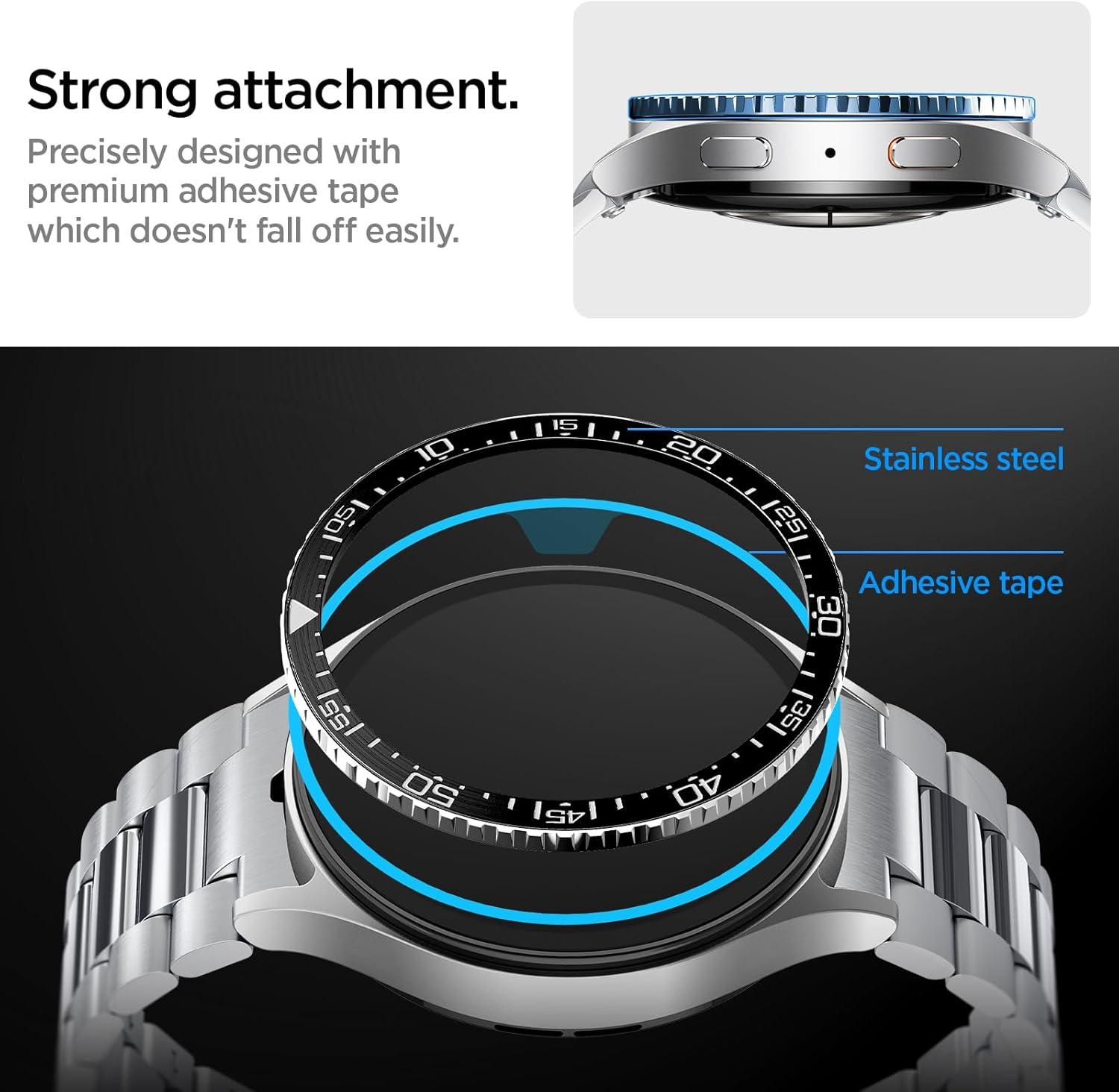 imageSpigen Bezel Tune Designed for Samsung Galaxy Watch 7 44mm Bezel Ring Protector Adhesive Cover 2024 Black