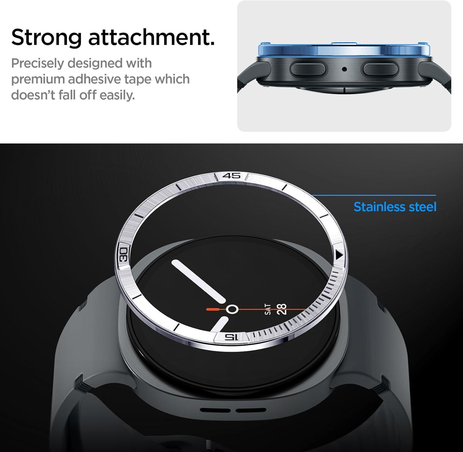 imageSpigen Bezel Tune Diver Designed for Samsung Galaxy Watch 8 44mm Bezel Ring Protector Adhesive Cover 2025 BlackSilver