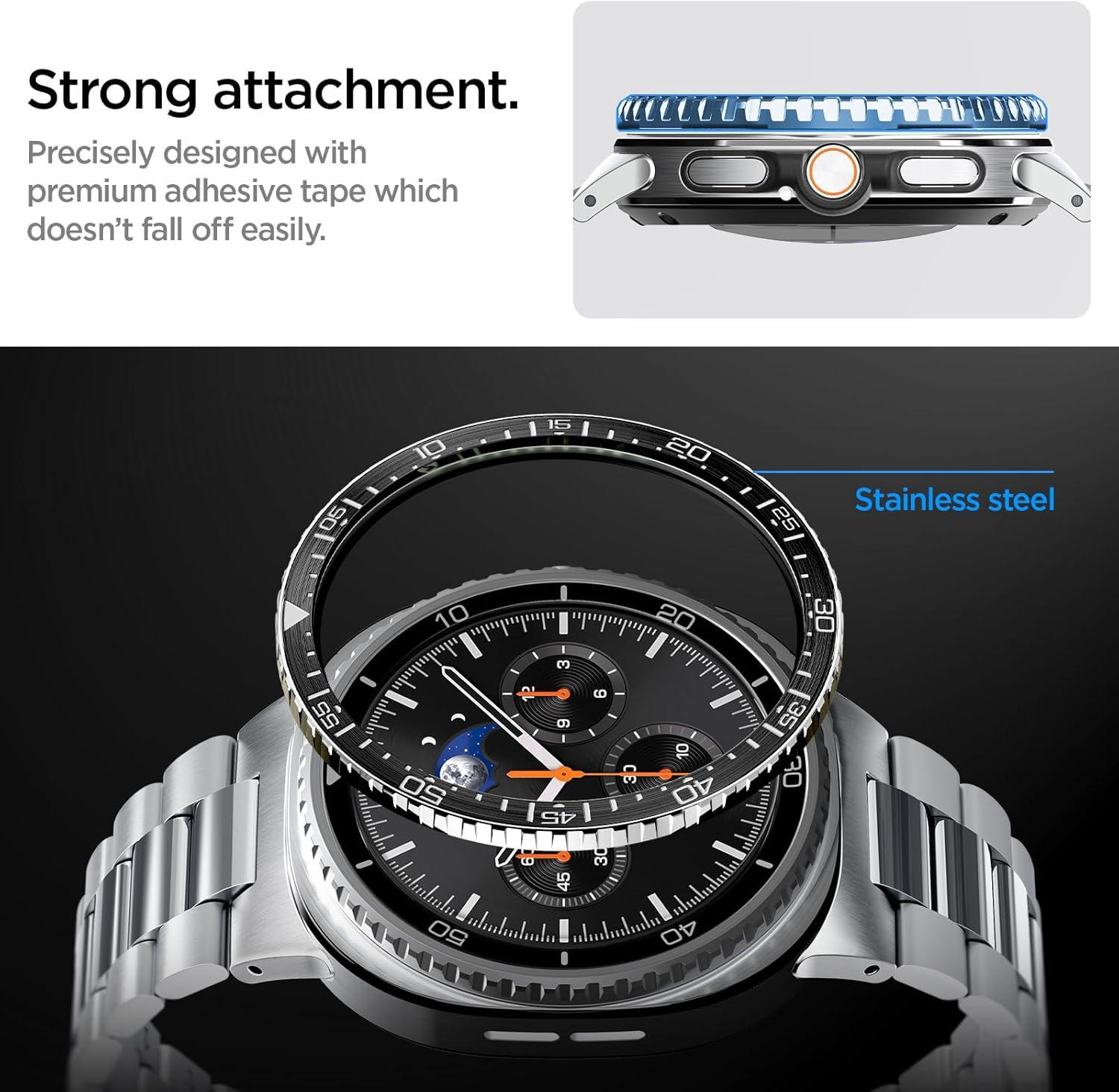 imageSpigen Bezel Tune Diver Designed for Samsung Galaxy Watch 8 Classic 46mm Bezel Ring Protector Adhesive Cover BlackBlack