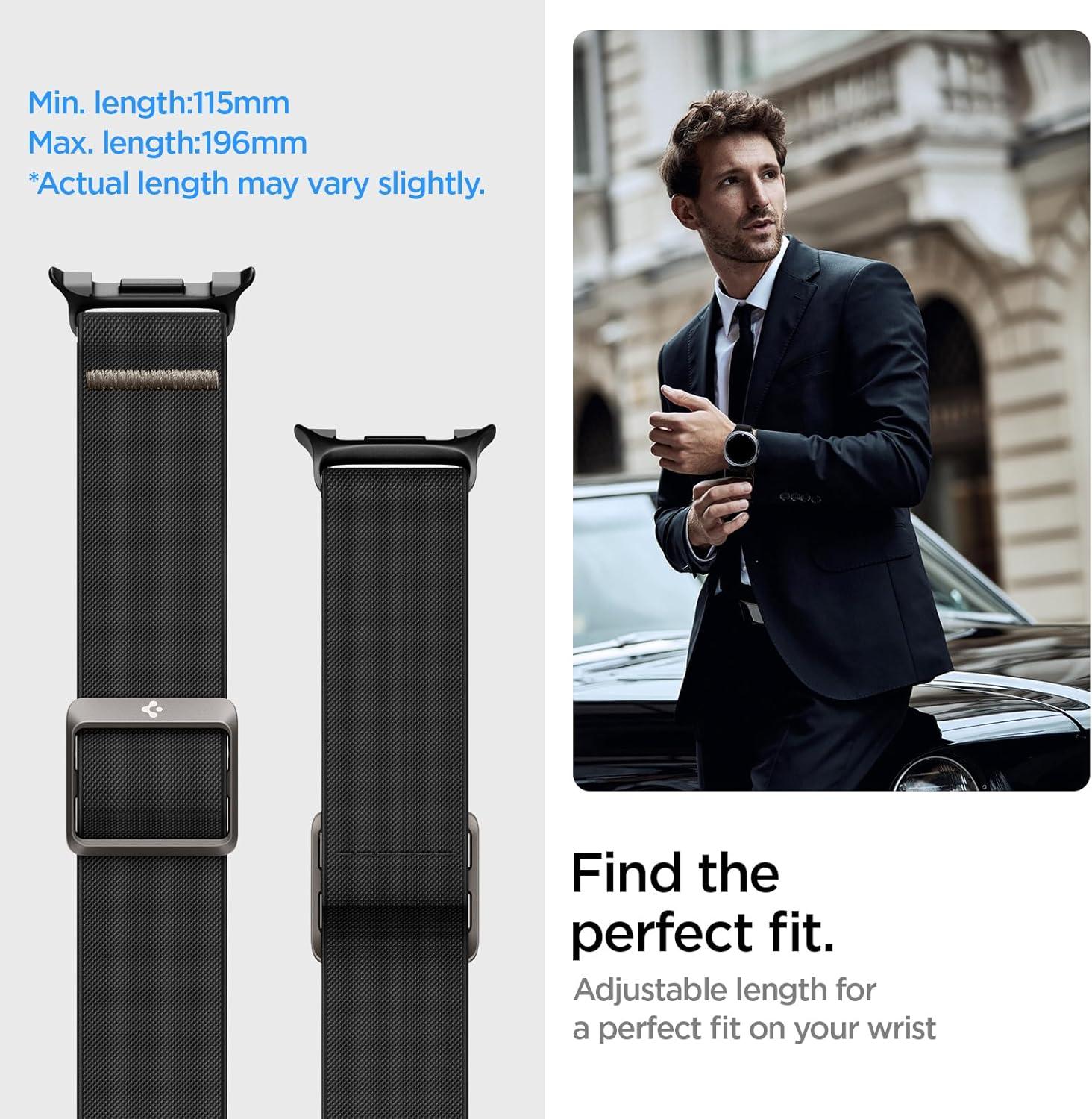 imageSpigen Lite Fit Designed For Samsung Galaxy Watch 8 4440mm 8 Classic 46mm Band Nylon Solo Loop Strap 2025 BlackBlack