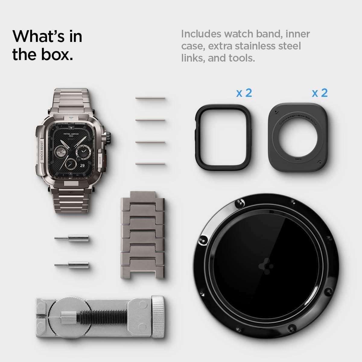 imageSpigen Metal Armor Pro Designed for Apple Watch Series 987 45mm Durable Stainless Steel Case with Band Gunmetal