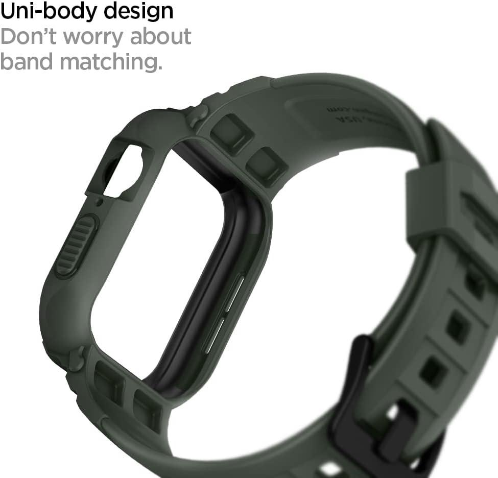 imageSpigen Rugged Armor Pro Designed for Apple Watch Case with Band Series SE398SE276SE54 45mm44mm Protective TPU Cover with StrapMilitary Green
