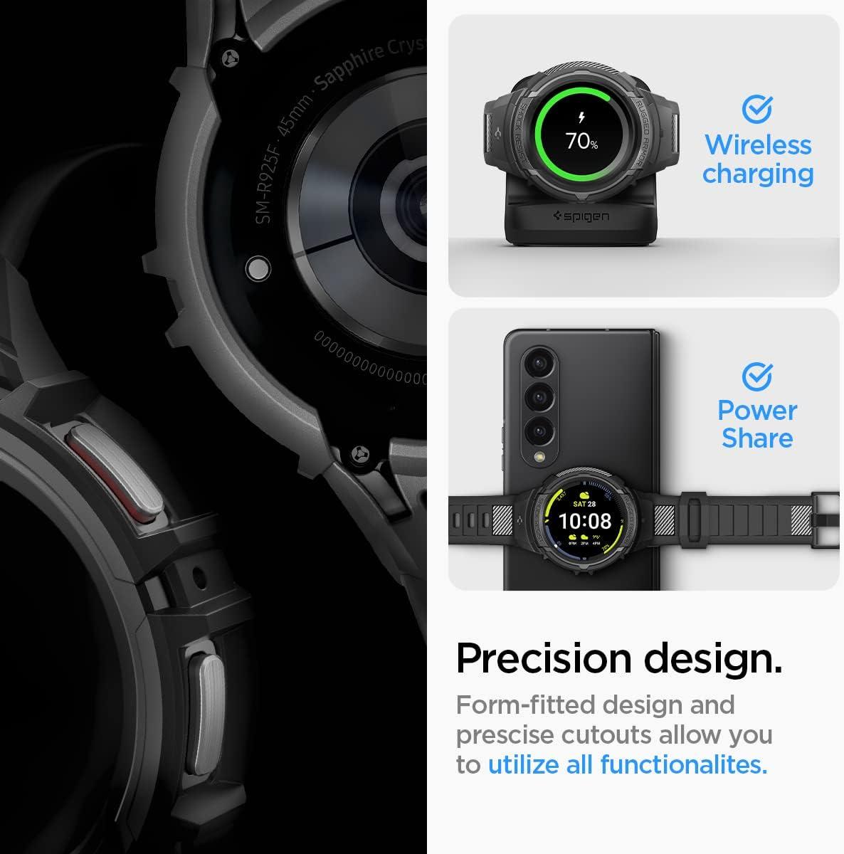 imageSpigen Rugged Armor Pro Designed for Samsung Galaxy Watch 5 Pro Band with Case Protector 45mm 2022 Black