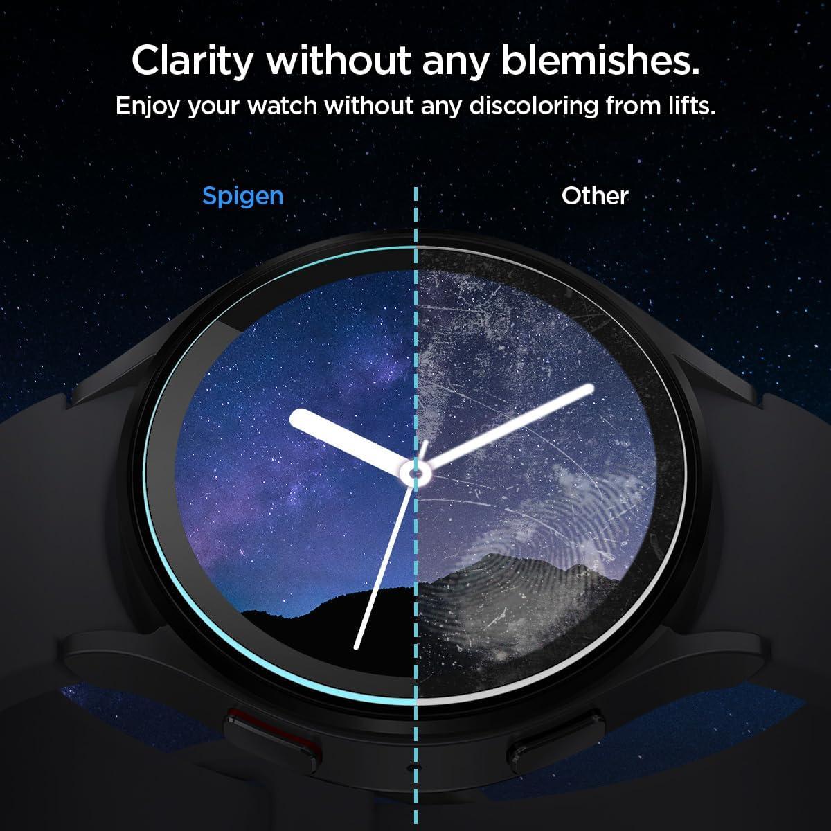 imageSpigen Tempered Glass Screen Protector GlasTR EZ FIT designed for Galaxy Watch 6 44mm Case Friendly 2 Pack