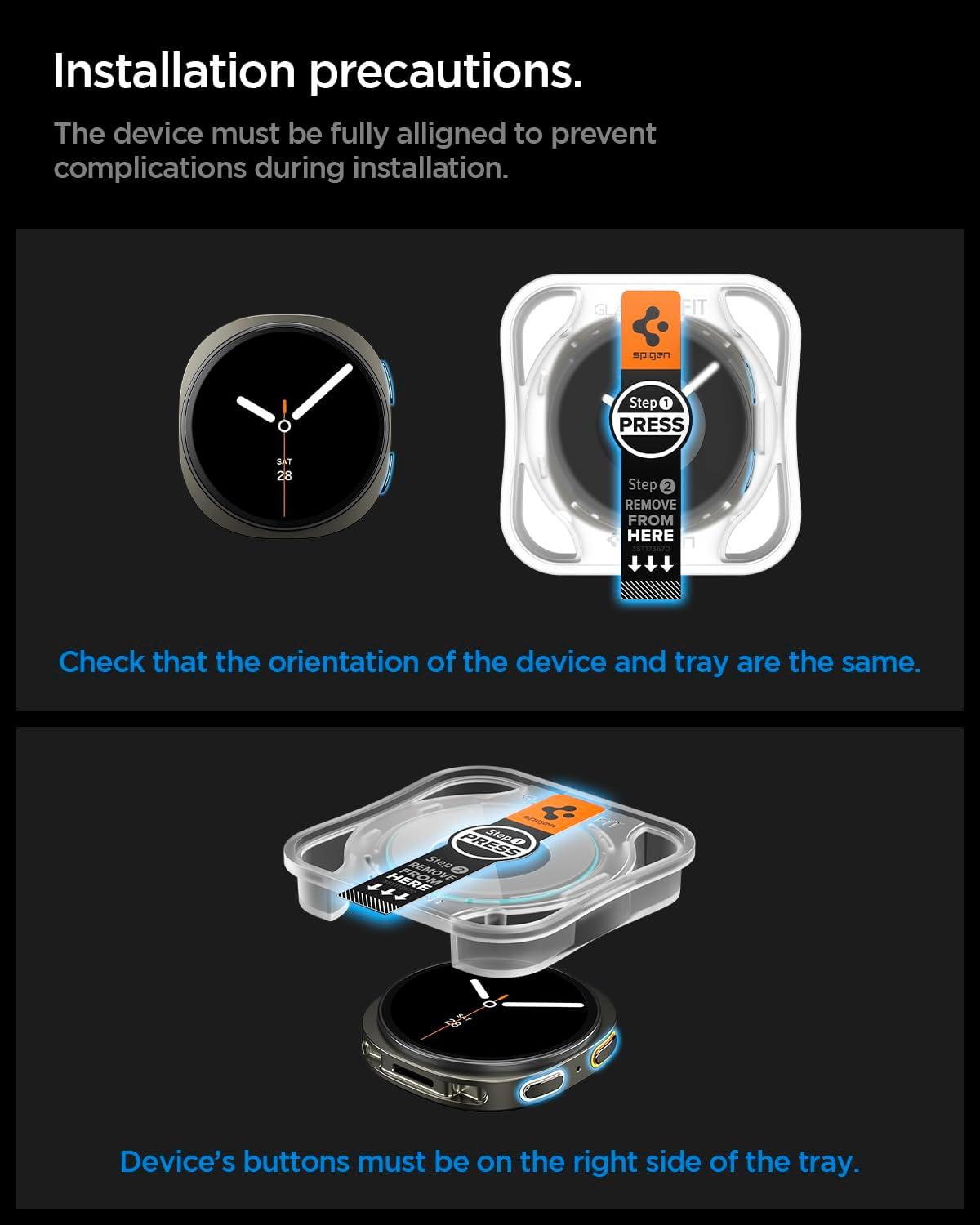 imageSpigen Tempered Glass Screen Protector GlasTR EZ FIT designed for Galaxy Watch 8 44mm 2packWatch8 40mm