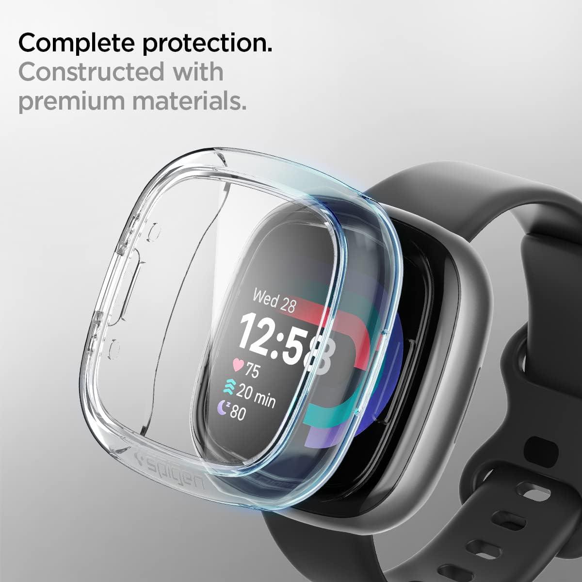 imageSpigen Ultra Hybrid Designed for Fitbit Versa 4 Sense 2 with Tempered Glass Screen Protector Smartwatch Cover Crystal Clear