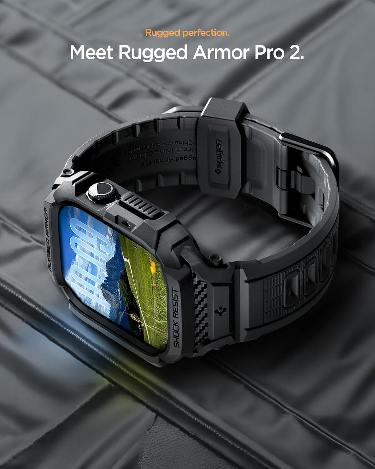 imageSpigen for Apple Watch Band with Case Rugged Armor Pro Compatible with Ultra 321 49mm Series 1110 4642mm 987 41mm SE3SE2SE654 40mm Cover StrapBlack