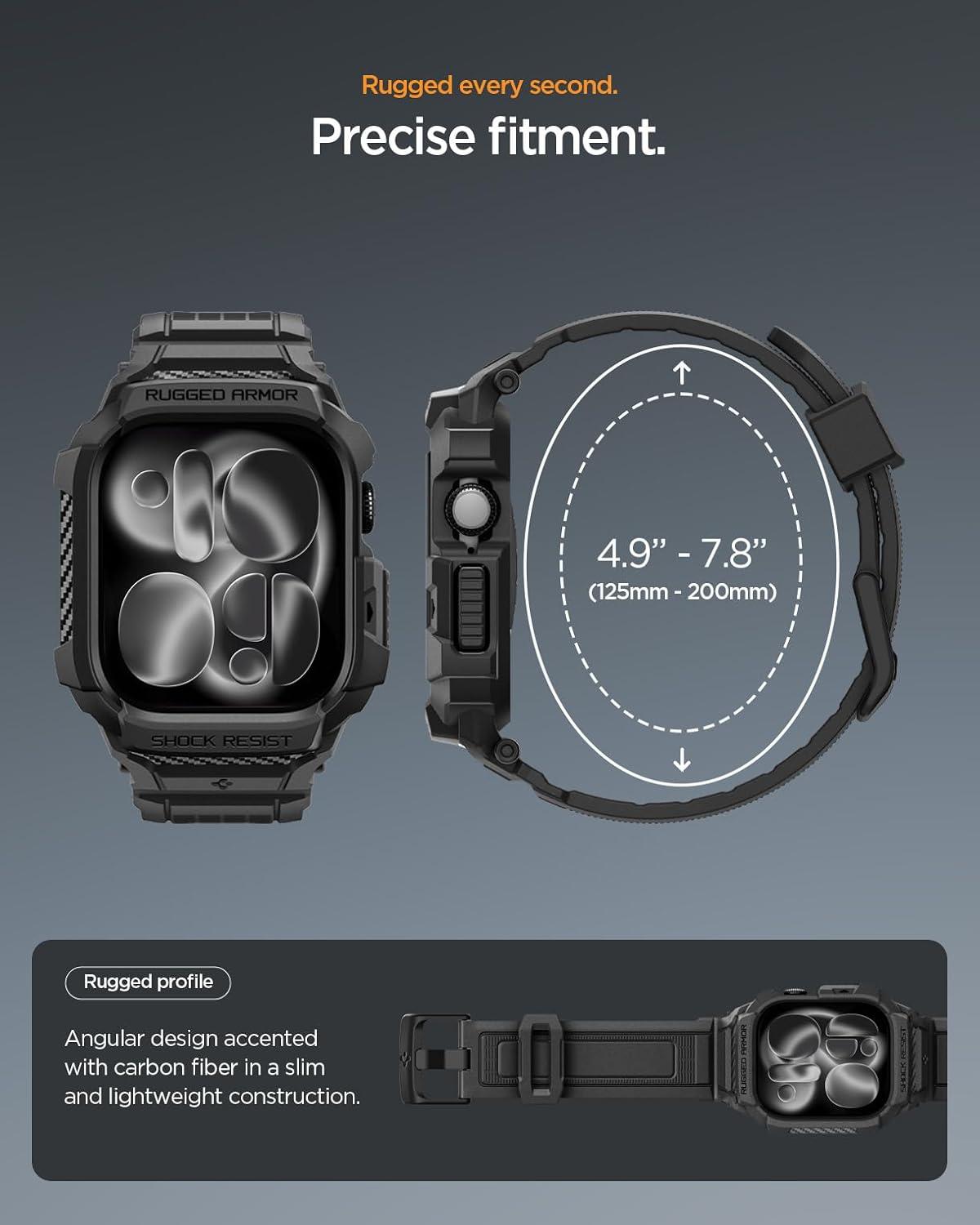 imageSpigen for Apple Watch Band with Case Rugged Armor Pro Compatible with Ultra 321 49mm Series 1110 4642mm 987 41mm SE3SE2SE654 40mm Cover StrapBlack