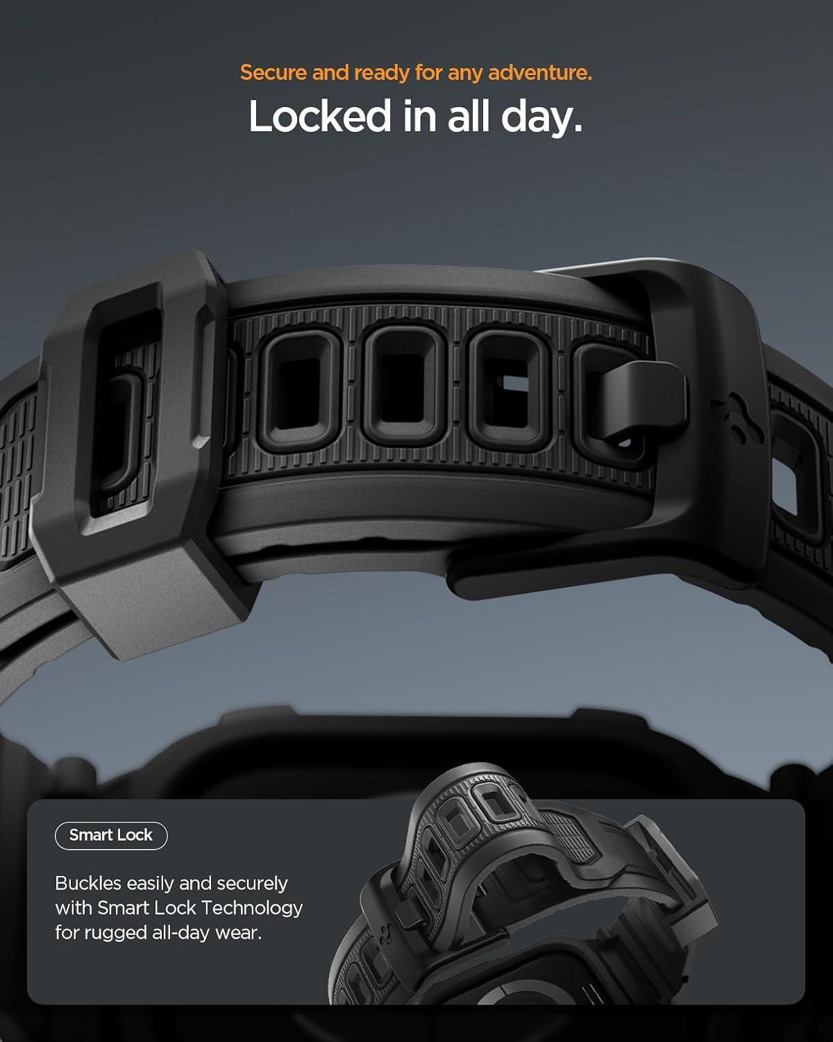 imageSpigen for Apple Watch Band with Case Rugged Armor Pro Compatible with Ultra 321 49mm Series 1110 4642mm 987 41mm SE3SE2SE654 40mm Cover StrapBlack