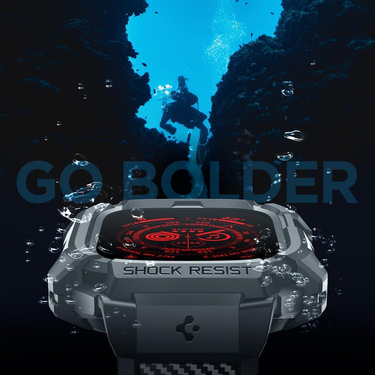 imageSpigen for Apple Watch Band with Case Rugged Armor Pro Compatible with Ultra 321 49mm Series 1110 4642mm 987 41mm SE3SE2SE654 40mm Cover StrapDark Gray