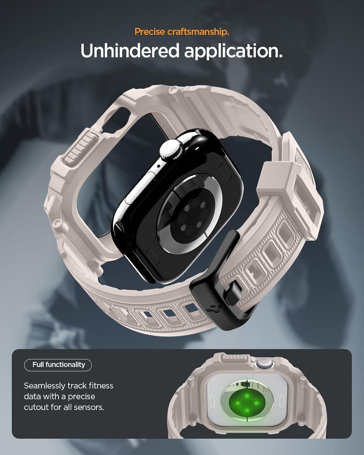 imageSpigen for Apple Watch Band with Case Rugged Armor Pro Compatible with Ultra 321 49mm Series 1110 4642mm 987 41mm SE3SE2SE654 40mm Cover StrapDune Beige