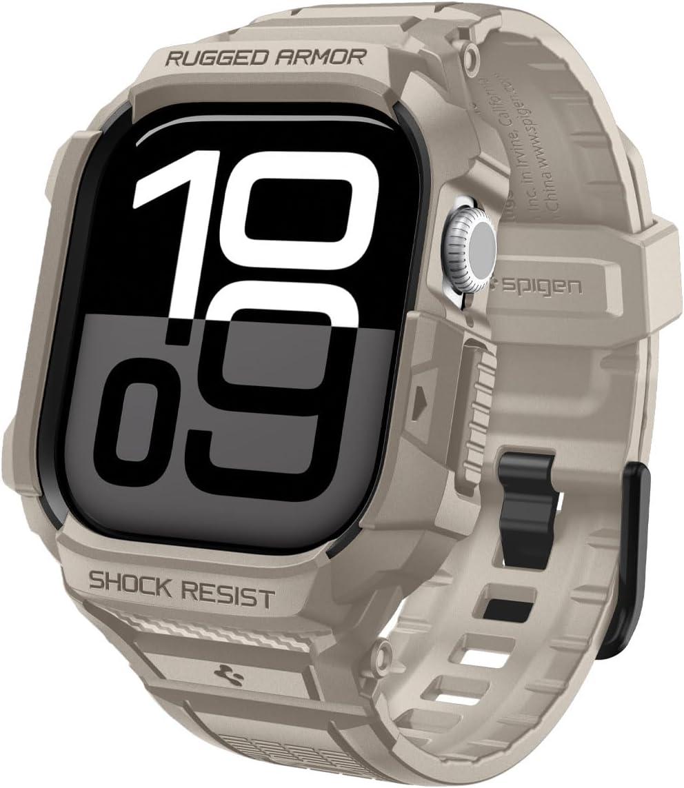 imageSpigen for Apple Watch Band with Case Rugged Armor Pro Compatible with Ultra 321 49mm Series 1110 4642mm 987 41mm SE3SE2SE654 40mm Cover StrapDune Beige