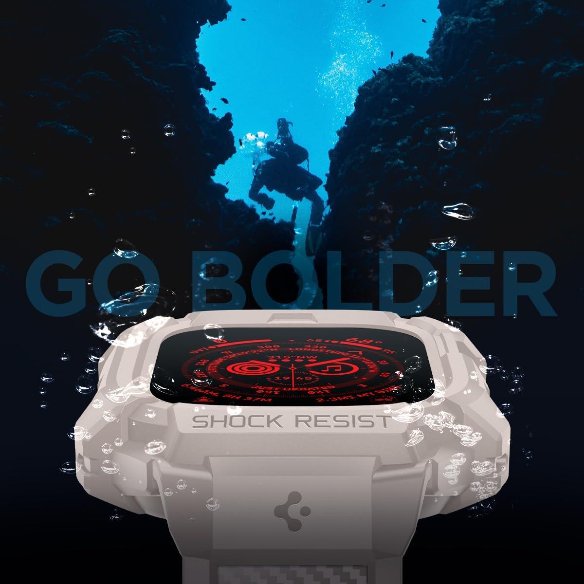 imageSpigen for Apple Watch Band with Case Rugged Armor Pro Compatible with Ultra 321 49mm Series 1110 4642mm 987 41mm SE3SE2SE654 40mm Cover StrapDune Beige