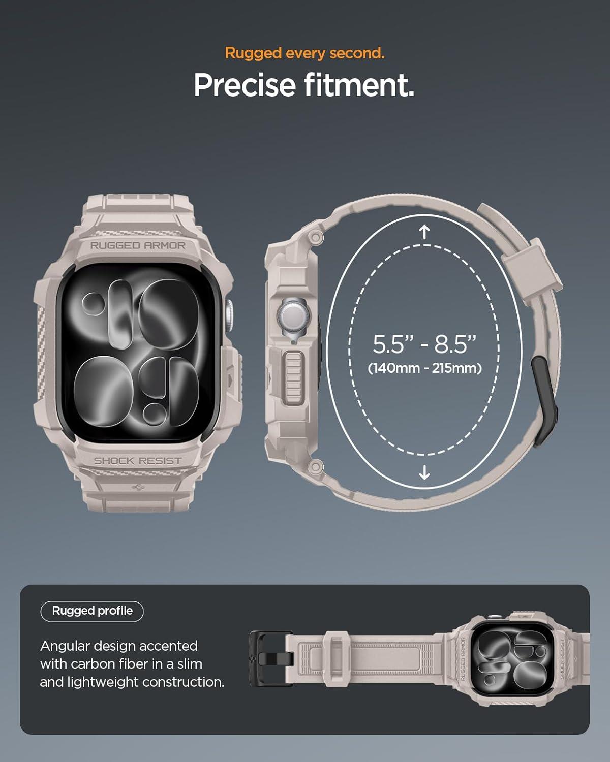 imageSpigen for Apple Watch Band with Case Rugged Armor Pro Compatible with Ultra 321 49mm Series 1110 4642mm 987 41mm SE3SE2SE654 40mm Cover StrapDune Beige