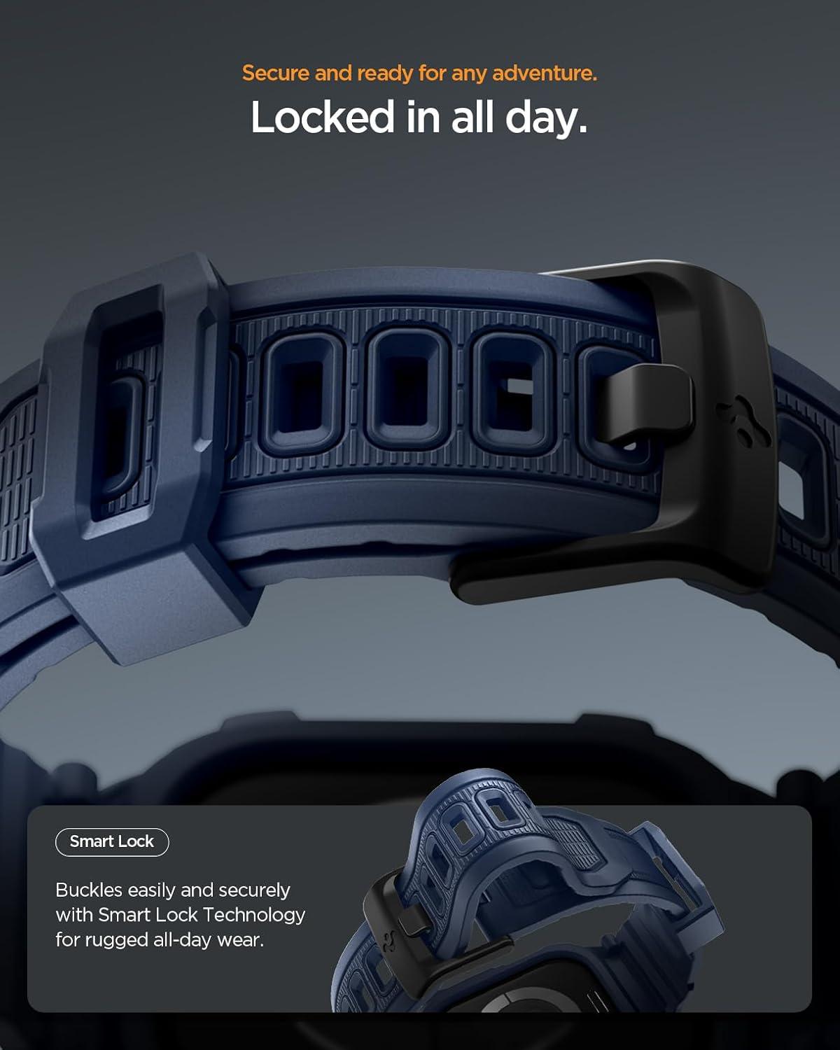 imageSpigen for Apple Watch Band with Case Rugged Armor Pro Compatible with Ultra 321 49mm Series 1110 4642mm 987 41mm SE3SE2SE654 40mm Cover StrapNavy Blue