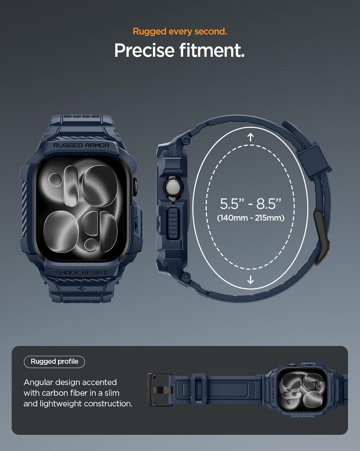 imageSpigen for Apple Watch Band with Case Rugged Armor Pro Compatible with Ultra 321 49mm Series 1110 4642mm 987 41mm SE3SE2SE654 40mm Cover StrapNavy Blue