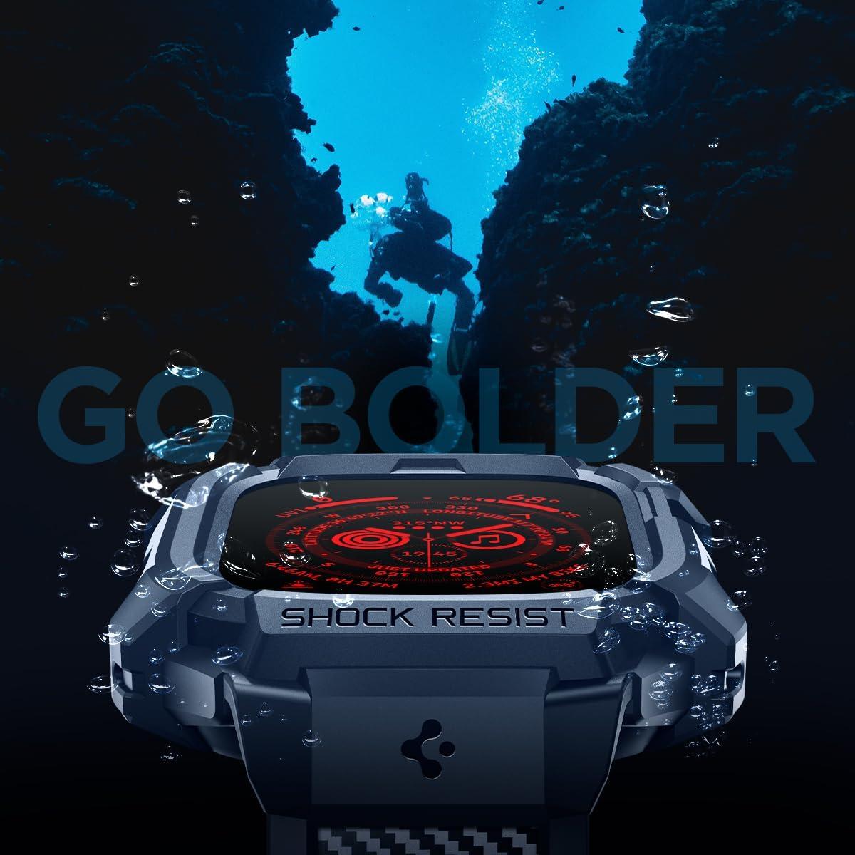 imageSpigen for Apple Watch Band with Case Rugged Armor Pro Compatible with Ultra 321 49mm Series 1110 4642mm 987 41mm SE3SE2SE654 40mm Cover StrapNavy Blue